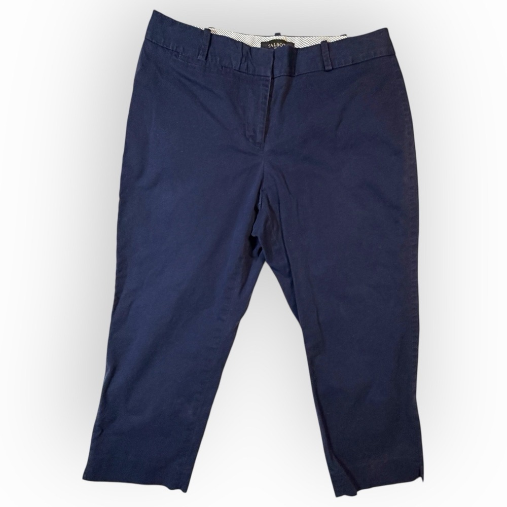Talbots Womens Navy Blue Curvy Stretch High Rise Straight Leg‎ Ankle Pants 8P